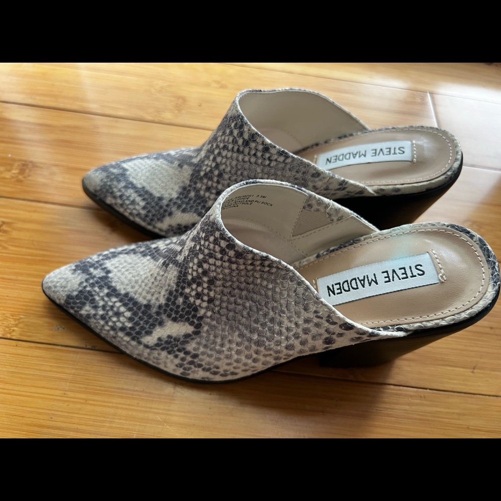Snake Print Slip On Mules - image 2